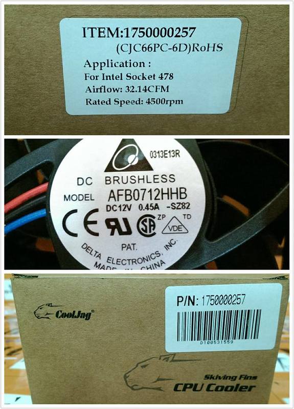 COOLJAG 1750000257 CPU COOLING FAN W/ HEAT SINK PLC DCS SERVO Control